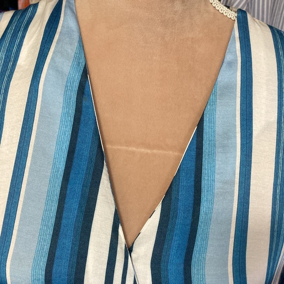 Etcetera blue & white striped crossover top with modesty snap - Size 4 - Picture 5 of 11